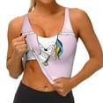thumbnail image 4 of Xecao Aerial Yoga for Unicorn for Sports Bra with Removable Pads, Crop Tank Top Design, Women's Longline Sports Bra - Non-Wired - X-Large, 4 of 9