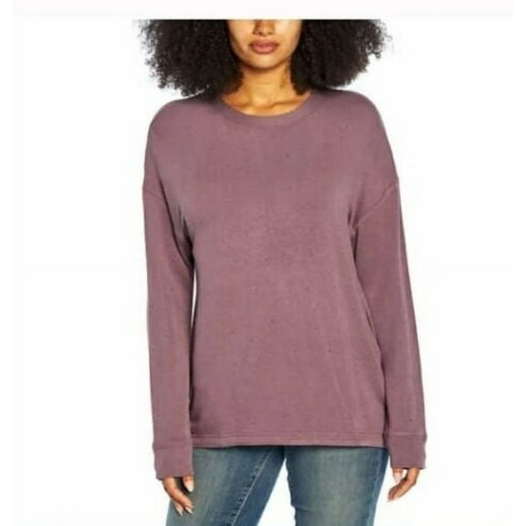 Three Dots Womens Purple Speckled Long Sleeve Brushed Tunic Shirt, Small