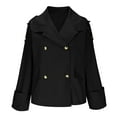 thumbnail image 4 of UJNDER Trench Coat Women Plus Size Short Double Jacket with Stand Collar Casual Fall Work Outerwear Black L, 4 of 6