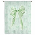 thumbnail image 2 of Green Bow Sheer Curtains 45 Inches Long, Cute Bowknot Minimalist Solid Color Light Filering Curtains, Breathable Simi Curtain Privacy Drapes for Kitchen Bathroom Lightweight Small Window Treatment, 2 of 9