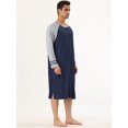 thumbnail image 2 of Camisones de hombre Contraste Color Henley Sleep Shirt Lounge Sleepwear Camisón Pijamas gris marino L Unique Bargains Camisone, 2 of 5