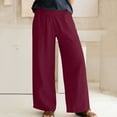 thumbnail image 2 of Maean Women's Casual Pants Loose Cotton Linen Wide Leg Elastic Waist Solid Color Plus Size Comfy Trouser, 2 of 7