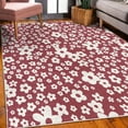 thumbnail image 3 of Floral Decorative Rug, Graphic Daisy Blossoms Design Colorful Background Spring Flowers Art, Quality Carpet for Bedroom Dorm and Living Room, 6 Sizes, Maroon White, by Ambesonne, 3 of 4