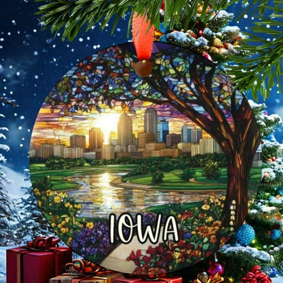 Des Moines Iowa Christmas Ornament, Ceramic, Acrylic - Travel Souvenir, Festive Tree, Vacation Keepsake 2025, Gift for Adventurers, Commemorative, Holiday Tree Decoration