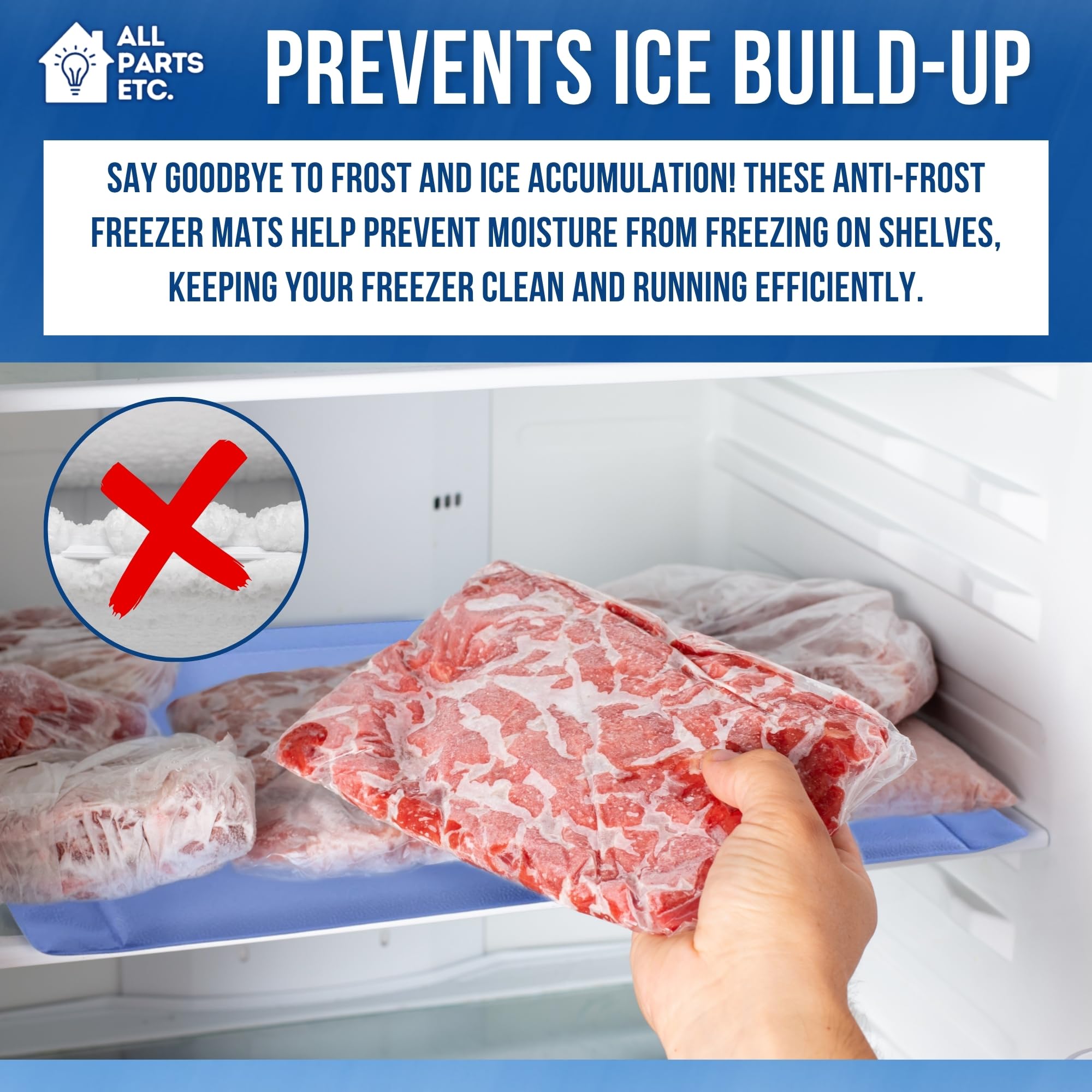 Anti-Frost Freezer Mat - No Frost Ice Prevention Liner Pads, Reusable Freezer Shelf Mats Kitchen Accessory Helps Prevent Ice Build-Up and Improve Airflow for Refrigerator, Fits Most fridges (4)