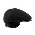 thumbnail image 5 of Riforla Men's Fall and Winter Ear Warm Tongue Cap British Retro Beret Forward Cap Berets Hat for Men Black M, 5 of 8