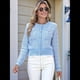 thumbnail image 5 of Cárdigan de Punto Texturizado de Larga con Botones y Bolsillos para Mujer Azul L, 5 of 10