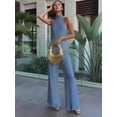 thumbnail image 5 of Women'S 2 Piece Outfits Sleeveless Halter Top and Wide Leg Pants Set Royal Blue M, 5 of 9