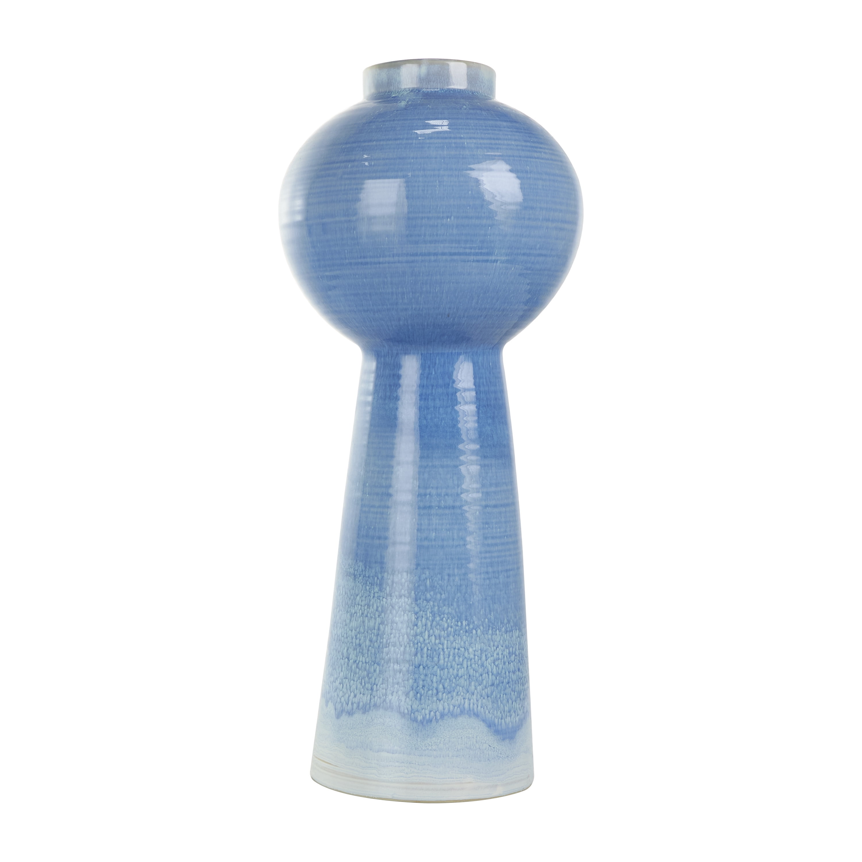 DecMode 21" Bubble Inspired Ombre Blue Ceramic Vase with Unique Texturing