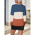 thumbnail image 6 of Women Fall Sweaters Casual Long Sleeve Ribbed Knit V Neck Light-Weight Crochet Pullover Sweater Apricot S, 6 of 7