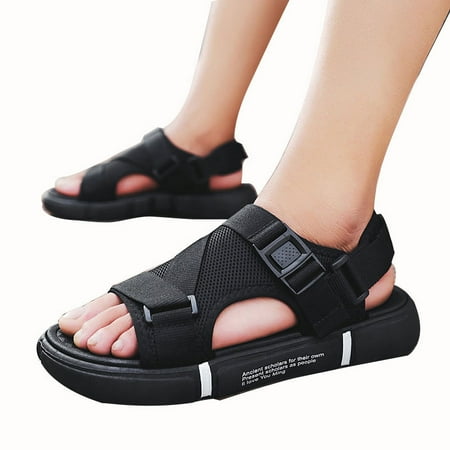 

Hhdxre Men s Outdoor Comfortable And Breathable Sandals with Rubber Sole Open Toe Shoes(Black White 44)