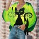 thumbnail image 4 of Mujer Otoño Invierno Casual Sexy Moda Camisa Halloween Impreso Manga Larga Puff Cuello V Jersey Top Fridja fjkfkj7722, 4 of 6