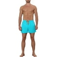 thumbnail image 2 of Unique Bargains Men's Vacation Solid Color Drawstring Elastic Waist Swim Short Blue 30, 2 of 5