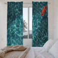 thumbnail image 3 of Teal Green Ocean Waves Kitchen Curtain for Berdoom Living Room Cafe 72 Inch Length, Red Boat Coastal Tiers Curtains Light Filtering Drapes Rod Pocket Window Treatment 2 Panels 52"Wx72"L, 3 of 8