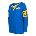 thumbnail image 2 of Women's New Era Royal Los Angeles Rams Lace-Up Notch Neck Long Sleeve T-Shirt, 2 of 3