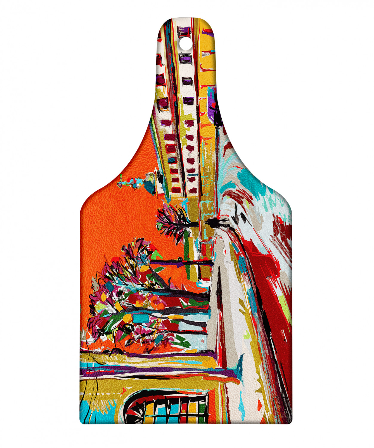 Fine Art Cutting Board, Exquisite Old Historical Town Paint with