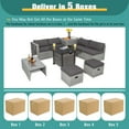 thumbnail image 3 of Patiojoy 9 Pieces Outdoor Patio Furniture Set with 32-Inch Propane Fire Pit Table Outdoor PE Wicker Space-Saving Sectional Sofa Set with Storage Box and Cushions Gray, 3 of 9