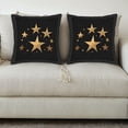 thumbnail image 3 of Set of 2 Decorative Throw Pillow Covers 18x18in - Elegant Black with Golden Stars in Circular Pattern Perfect for Couch Bed or Car, 3 of 8