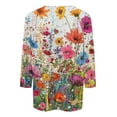 thumbnail image 4 of Tnhcen Women's Fall Floral Print Crewneck 3/4 Sleeve Loose Fit Basic Tops - Plus Size Friendly Autumn Shirts S-3XL, 4 of 5