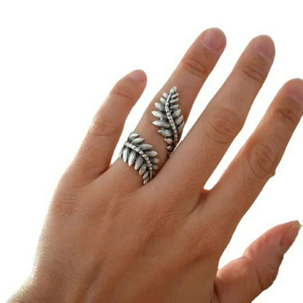 Anillo De Plata S925 Para Mujer, Diseño De Hojas Y Plumas, R | Meses