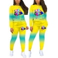 thumbnail image 5 of FOCUSNORM Ensemble Sweat à Manches Longues + Pantalon Taille Haute pour Femmes avec Imprimé Lèvres, 5 of 5