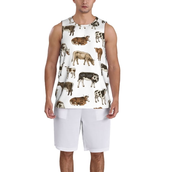 Xecao Cow print basketball shirt for both men and women, a unisex basketball jersey perfect for theme parties-Small