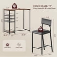 thumbnail image 2 of Bingirl Retro Handmade Wooden Dining Table Set: 2 Upholstered Chairs, Bistro with Storage Rack, Metal Frame, Ideal for Apartment Kitchens, 2 of 5