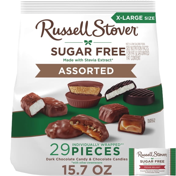 RUSSELL STOVER Sugar Free Assorted Chocolate Candy, 15.7 oz. bag