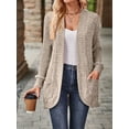 thumbnail image 4 of Women'S Long Cardigan, Autumn and Winter Long Sleeve Front Open Sweater with Pockets Apricot XL, 4 of 8