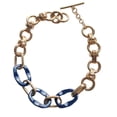 thumbnail image 1 of Pulsera dorada CYRA moda mujer de eslabones azules, 1 of 3