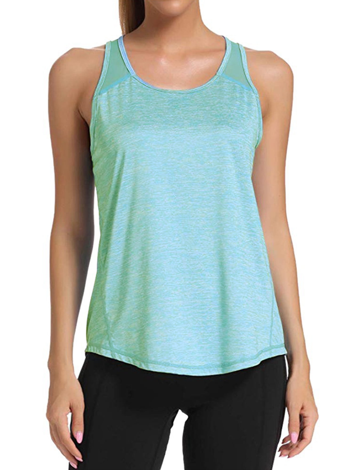 Casual Beach Tanks Loose Sports Tank Tops for Women Round Neck ...