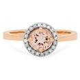 thumbnail image 3 of Dazzlingrock Collection 14K Round Morganite & White Diamond Ladies Halo Style Bridal Engagement Ring, Rose Gold, Size 5, 3 of 4