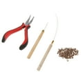 thumbnail image 2 of Hair Extensions Pliers Hook Tool 100pcs Silicone Micro Rings Loop 3mm Brown, 2 of 10