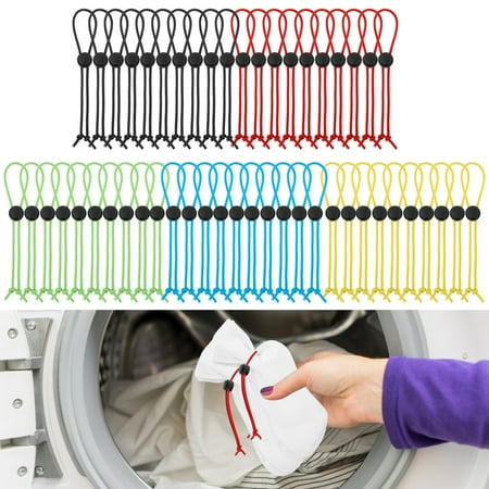 

Ikoopy 50PCS Adjustable Stocking Clip for Laundry Elastic Stretchable Rubber Stocking Holder Tie Lock for Organizer Washing Machine