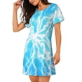 thumbnail image 2 of Haiem Light blue flash Print Women’s Short-sleeved Nightdress – Comfortable and Loose-Fit Sleepwear, Soft Cotton Sleep Shirt for Relaxing, Casual Nightdress, 2 of 6