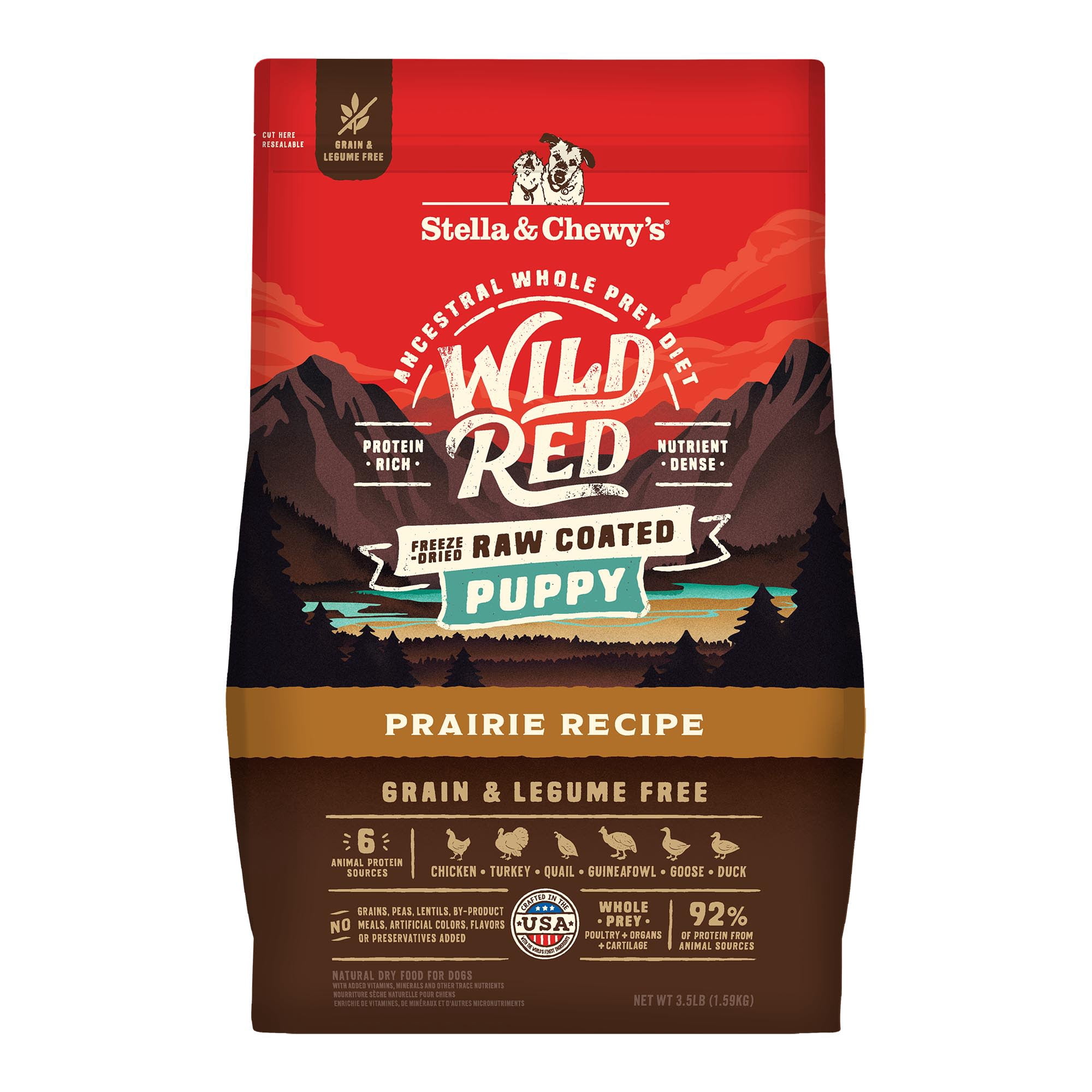 Stella & Chewy's Wild Red Raw Coated High Protein Grain & Legume Free Puppy Prairie Recipe Dry Dog Food, 3.5 lbs.