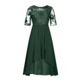 thumbnail image 4 of HAPIMO Women's Knee Length Chiffon Dress Solid Lace Crochet Splicing Vintage Holiday Half Sleeve Autumn Dresses Boho Boat Neck Elegant Casual Mesh Green M, 4 of 6