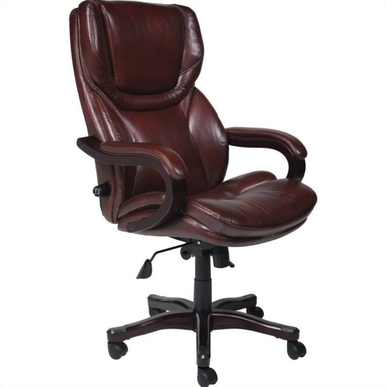 Serta Executive Office Chair In Brown Bonded Leather