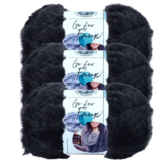 Lion Brand Yarn Go for Faux Black Panther Super Bulky Polyester Yarn 3 Pack