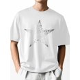 thumbnail image 2 of Camisetas para hombre, camiseta vintage de algodón con cuello redondo y estrellas de cinco puntas, manga corta, arte geométrico., 2 of 8
