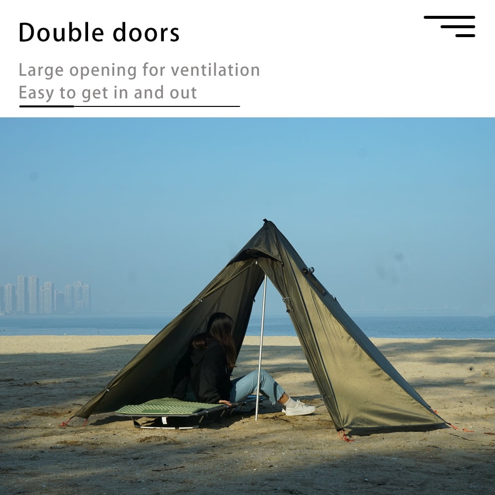 One Person Camping Tipi Hot Tents with Stove Jack 4 Season Teepee Tent for Hunting Backpacking Green