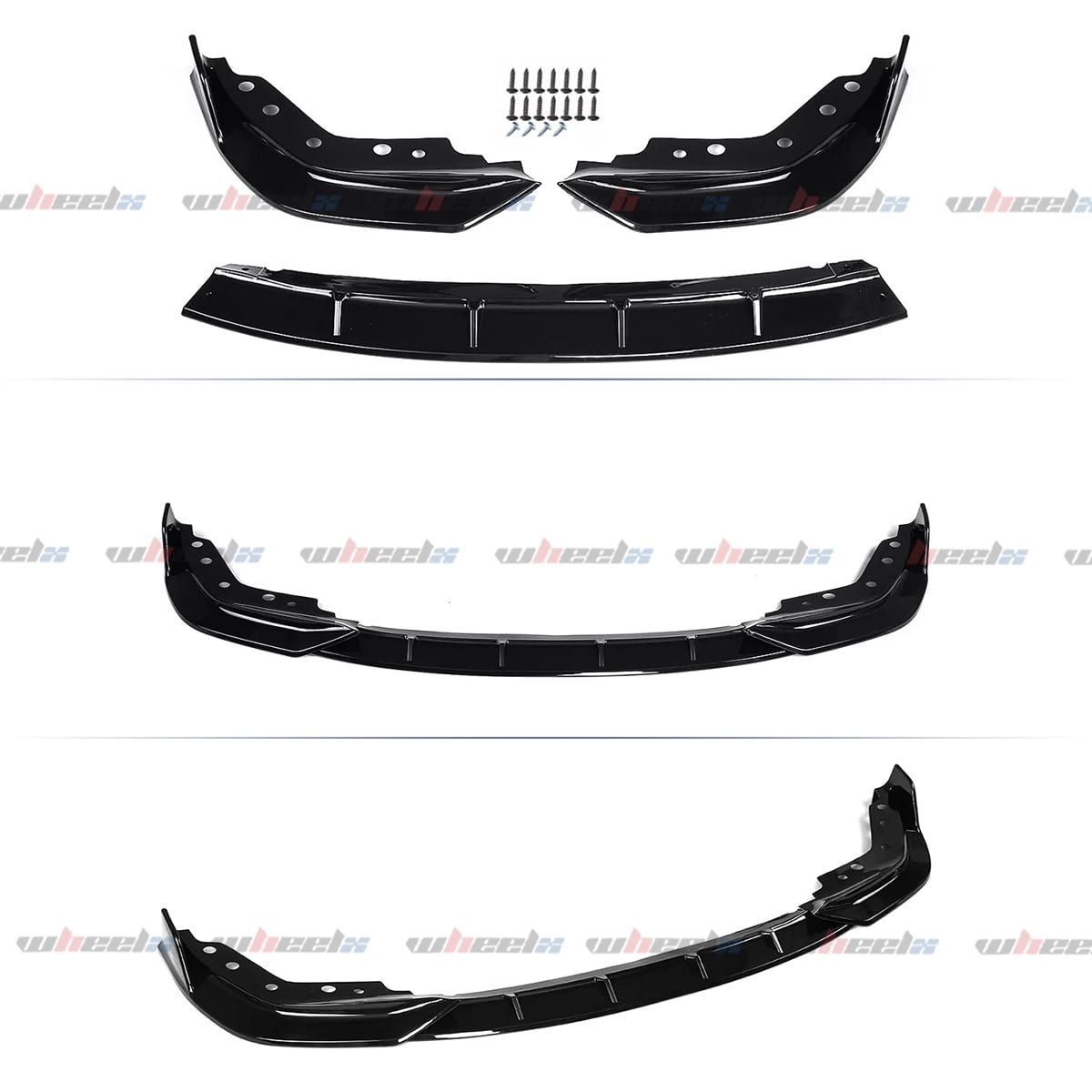 WheelX Car Front Bumper Lip Compatible with 2019-2024 BMW 3 Series G20 G28, Air Dam Fit for 330e 330i 340i M340i M-Sport Lower Chin Splitter 4 Door Sedan Protection Body Kit, Glossy Black