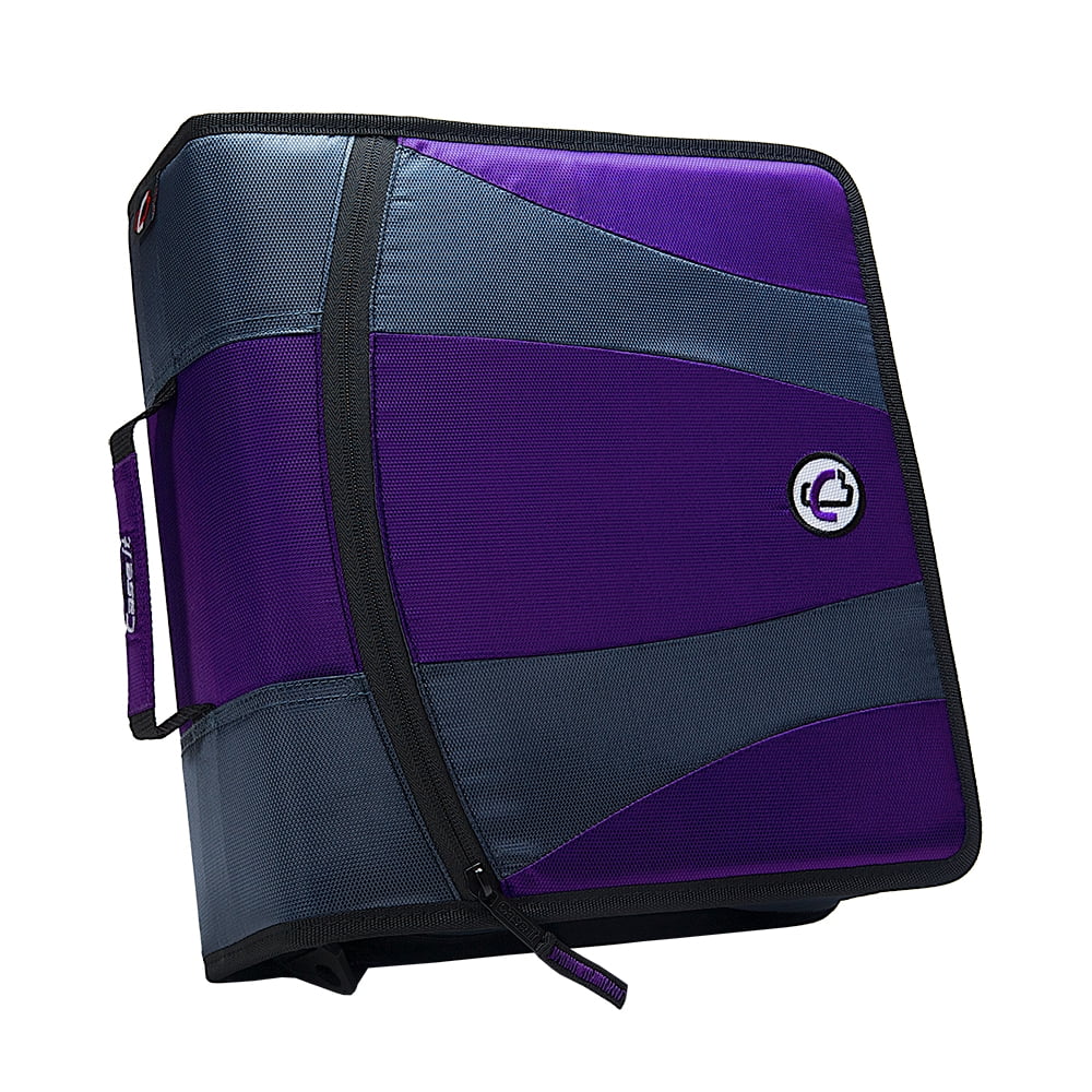 Case It 2" Dual DRing Zipper Binder, Purple, 4" capacity, DUAL301