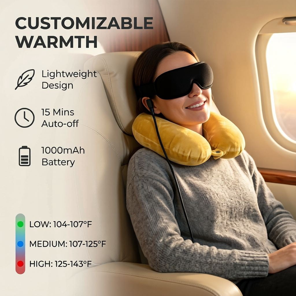 FACEMOON USB Heated Eye Mask,  Adjustable Heat and Timer, Warm Compress for Sleep and Dry Eye Relief