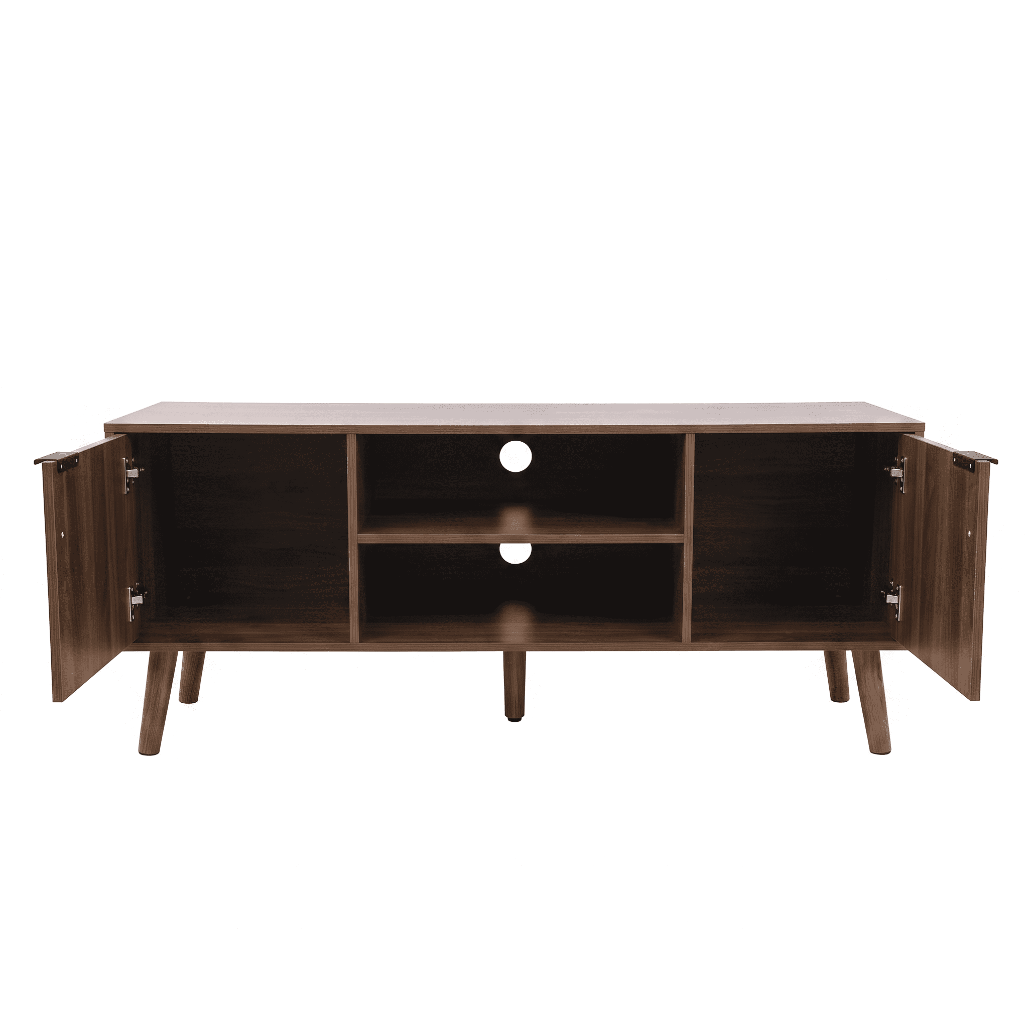 TV Stand 47.2 Inch, Mid-Century Modern Entertainment Center with Storage Shelves and Paperclip Legs, Media Console for TVs up to 48 Inch, Living Room and Bedroom, Walnut
