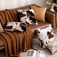 thumbnail image 3 of Pack of 2 Luxury Faux Fur Throw Pillow Covers Cowhide Decorative Soft Fluffy Plush Couch Throws Brindle Cushion Covers for Couch Living Room Sofa Bedroom 18x18 Inch, 3 of 3