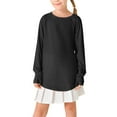 thumbnail image 4 of Liyamei Children Kids Girls Long Sleeve Crew Neck T Shirt Top Casual Loose Solid Color Shirt Blouse Girls Plus Size Tops Size 3-4 Years, 4 of 5