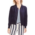 thumbnail image 1 of Vince Camuto - Chaqueta bomber de sarga para mujer, azul, extragrande, 1 of 1