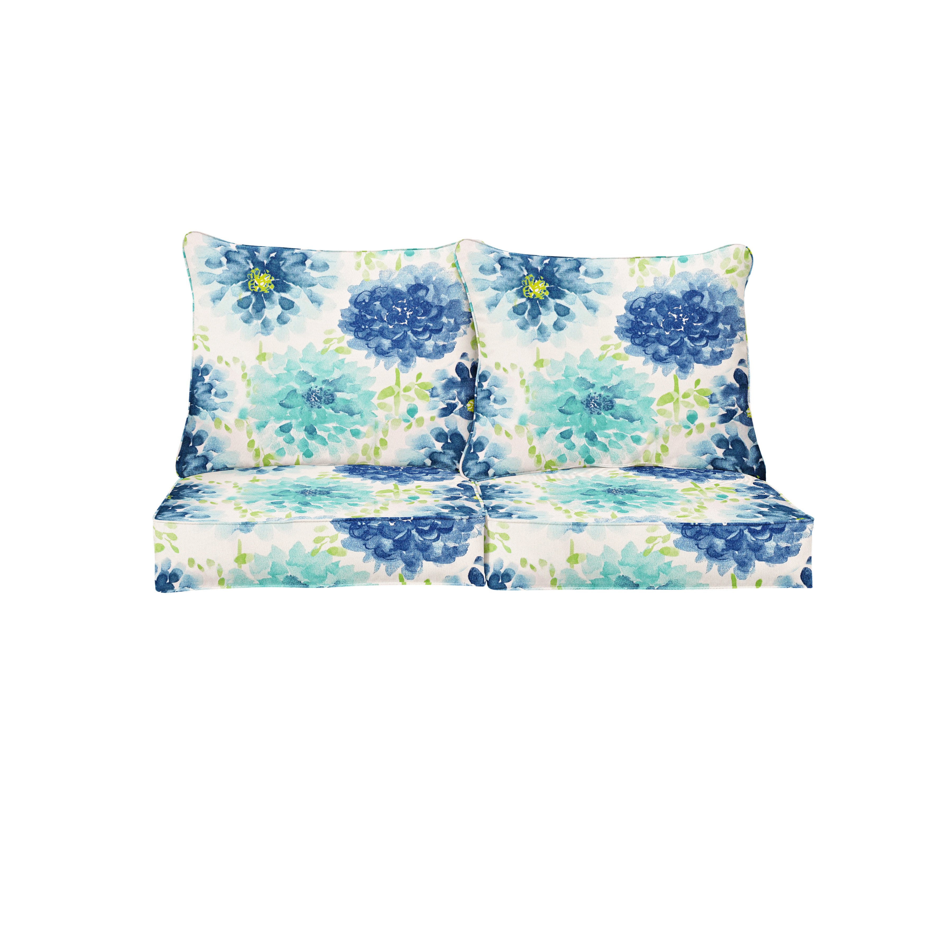 Sorra Home Gardenia Seaglass Indoor/Outdoor Deep Seating Loveseat Pillow and Cushion Set