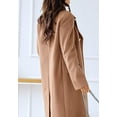 thumbnail image 4 of LinYooLi Women's Notch Lapel Double Breasted Pea Coat Winter Casual Wool Blend Overcoat Long Shacket Jacket, 4 of 5